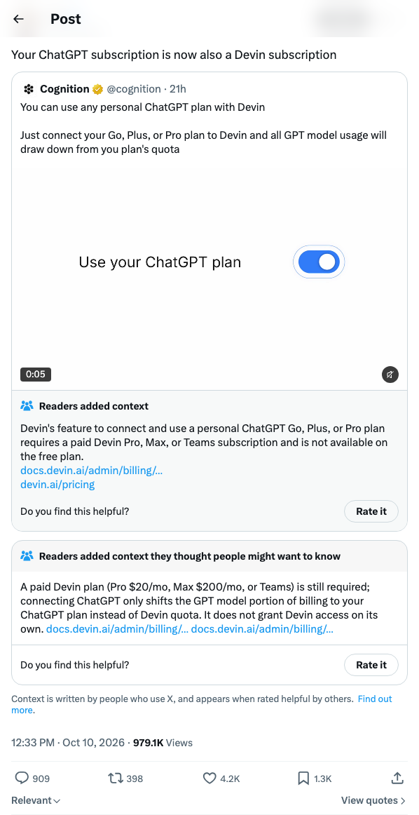 OpenAI Codex 负责人 Thibault Sottiaux：你的 ChatGPT 订阅现在同时也是一个 Devin 订阅